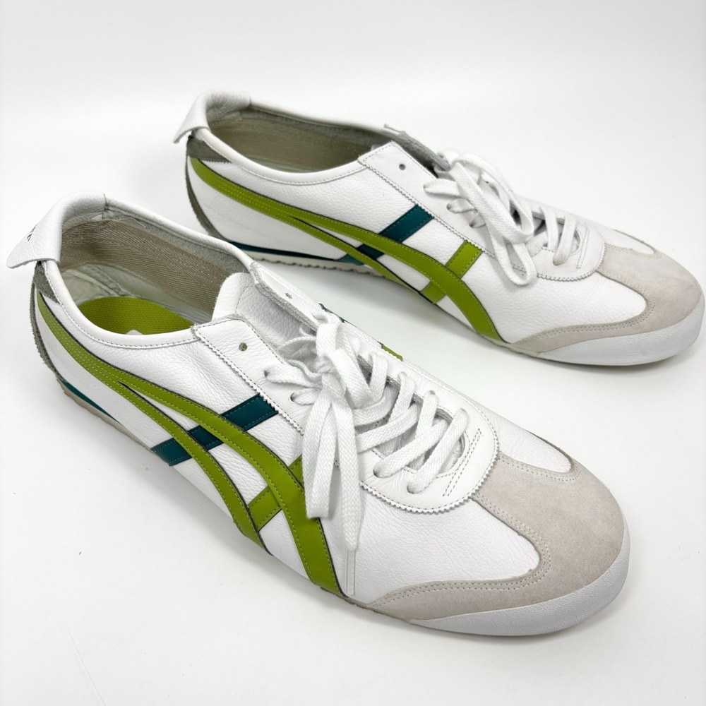 Onitsuka Tiger Mexico 66 Sneakers Mens 14 Leather Shoes White Green Rare EUC